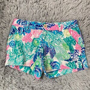 Lilly Pulitzer The Callahan Stretch Short 5" inseam Pink Blue Green Size 0
